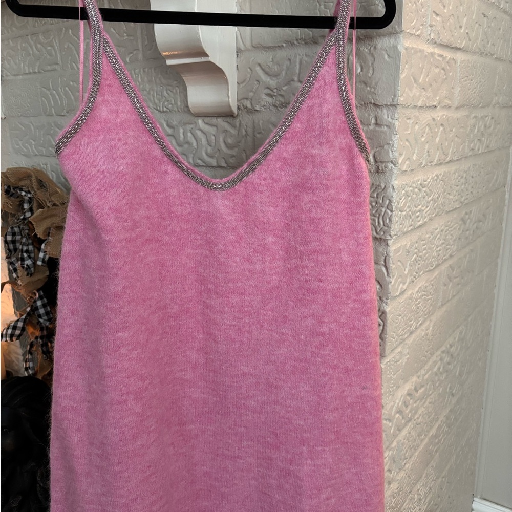 Zara Pink Knit Top with Silver Detail